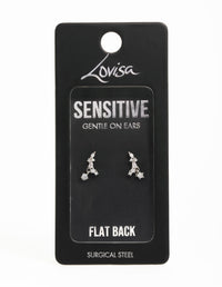 Surgical Steel Cubic Zirconia Marquise Flat Back Earrings - link has visual effect only