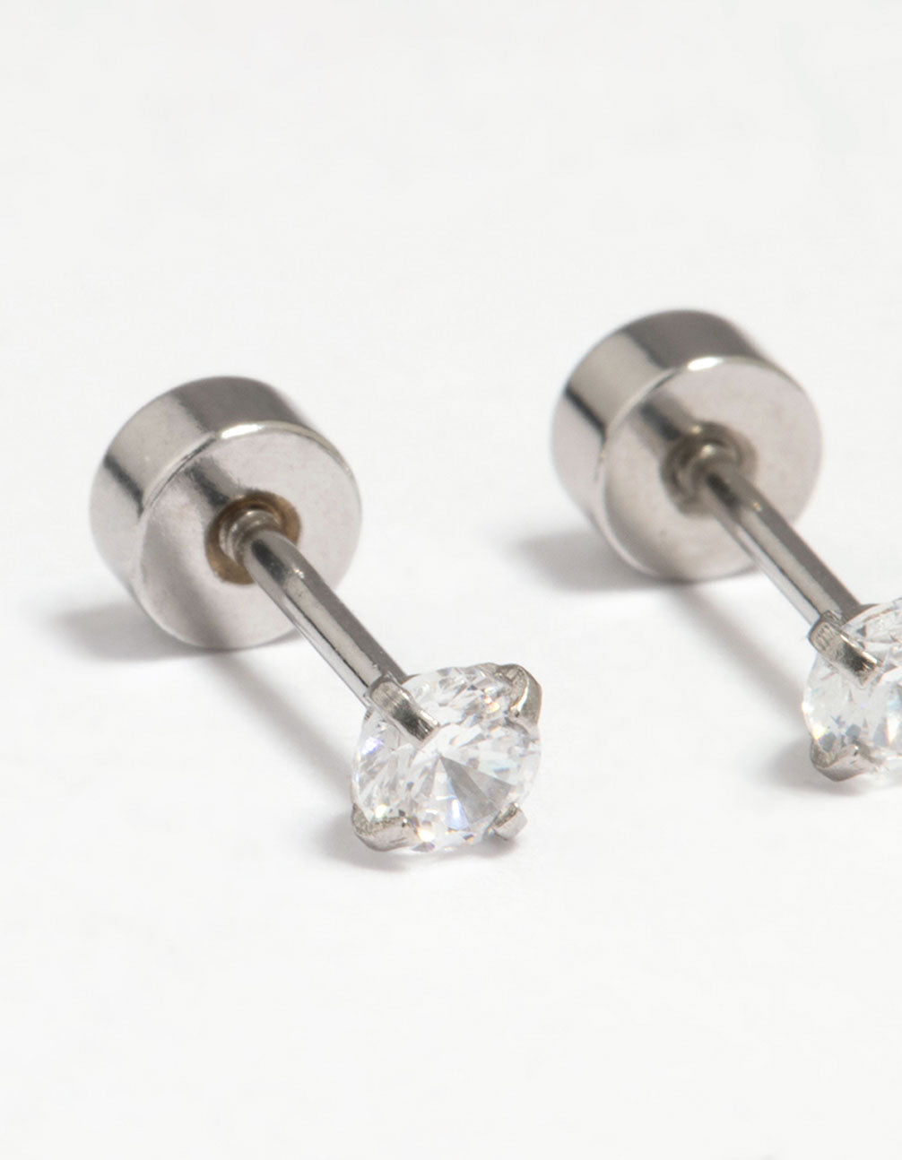 Kids Surgical Steel Cubic Zirconia Flat Back Earrings