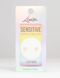 Kids Gold Plated Surgical Steel Heart Flat Back Earrings - link has visual effect only