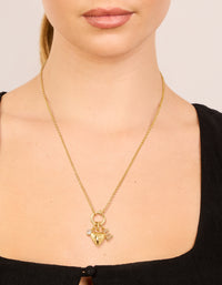 Gold Plated Bubble E & Heart Charm Necklace - link has visual effect only