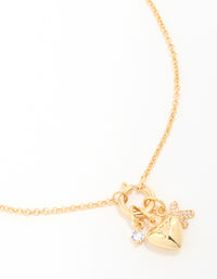 Gold Plated Bubble K & Heart Charm Necklace - link has visual effect only
