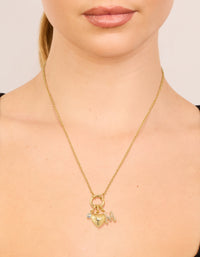 Gold Plated Bubble M & Heart Charm Necklace - link has visual effect only