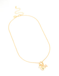 Gold Plated Bubble M & Heart Charm Necklace - link has visual effect only