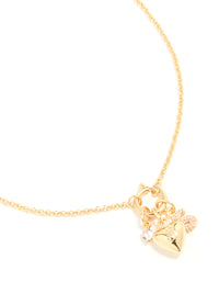 Gold Plated Bubble S & Heart Charm Necklace - link has visual effect only