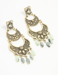 Antique Gold Beaded Textured Drop Earrings - link has visual effect only