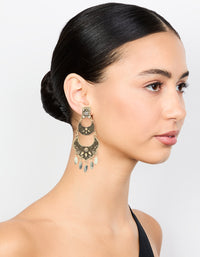Antique Gold Beaded Textured Drop Earrings - link has visual effect only