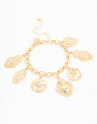 Gold Holy Heart Charm Bracelet - link has visual effect only