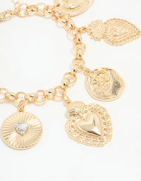 Gold Holy Heart Charm Bracelet - link has visual effect only
