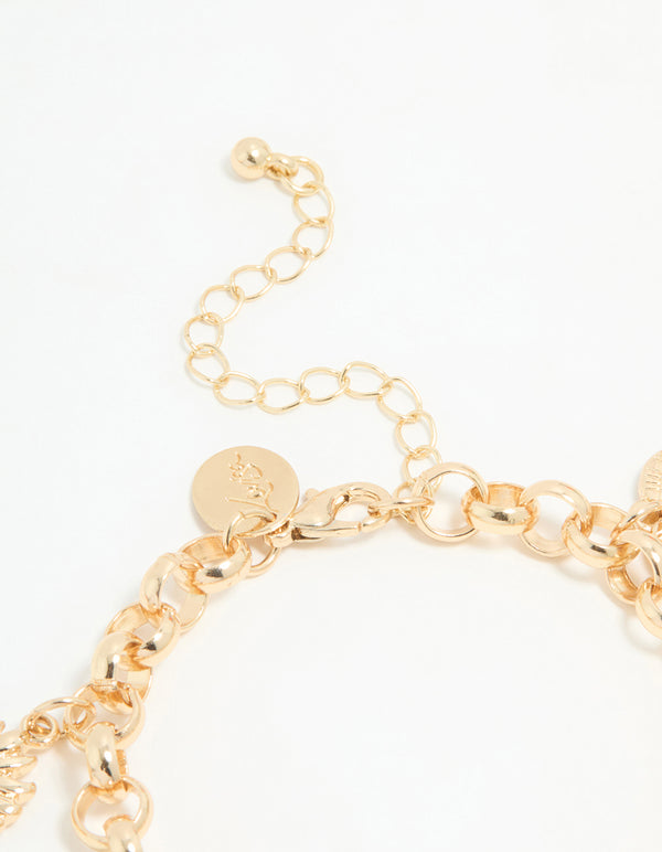 Gold Holy Heart Charm Bracelet