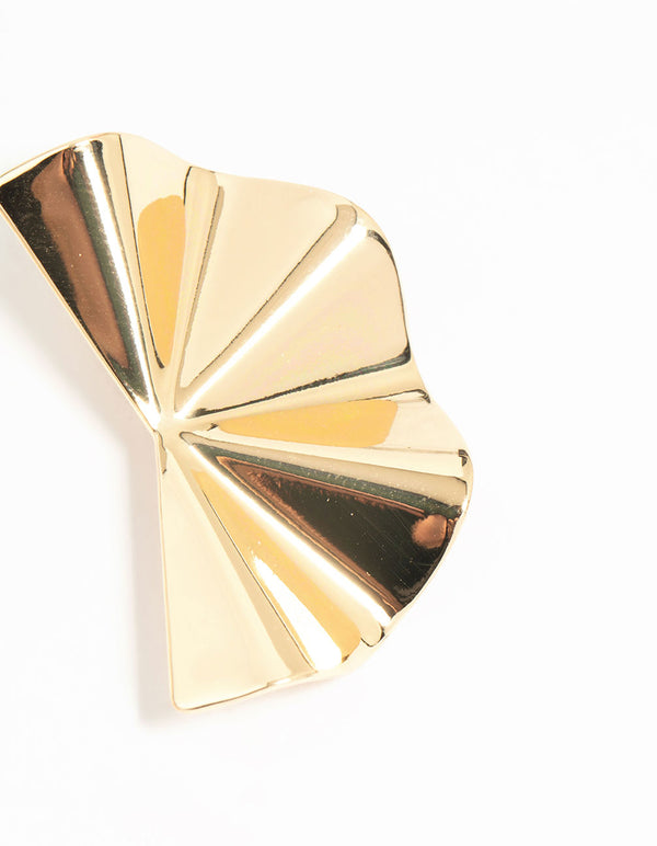 Gold Plated Statement Fan Stud Earrings