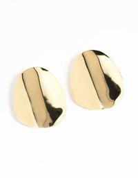 Gold Plated Oversized Disc Statement Stud Earrings - link has visual effect only