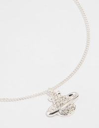 Silver Diamante Planet Pendant Necklace - link has visual effect only