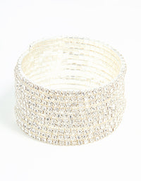 Silver Diamante Wrapped Multirow Wrist Cuff - link has visual effect only
