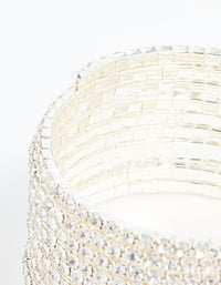 Silver Diamante Wrapped Multirow Wrist Cuff - link has visual effect only