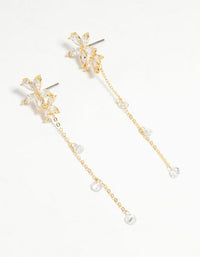 Gold Plated Cubic Zirconia Flower Chain Drop Earrings - link has visual effect only