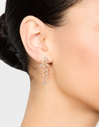Gold Plated Cubic Zirconia Medium Flower Vine Drop Earrings - link has visual effect only