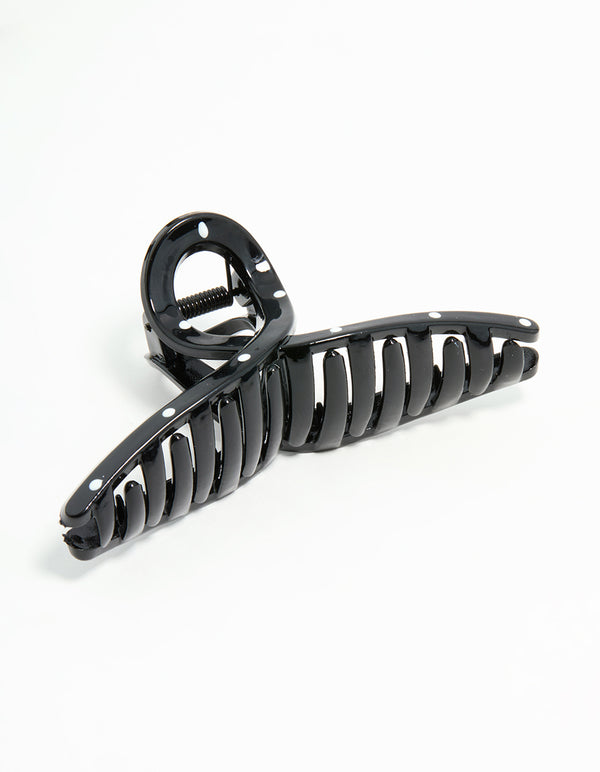 Black & White Polka Dot Loop Claw Clip