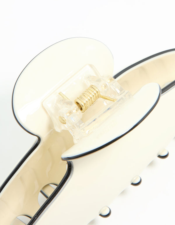 Cream & Black Claw Clip