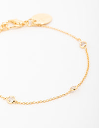 Gold Plated Brass Cubic Zirconia Dainty Bracelet - link has visual effect only