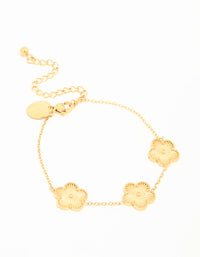 Waterproof Gold Plated Stainless Steel Flower Bracelet - link has visual effect only