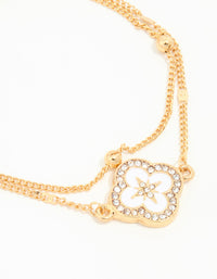 Waterproof Gold Plated Stainless Steel Flower Enamel Layered Bracelet - link has visual effect only