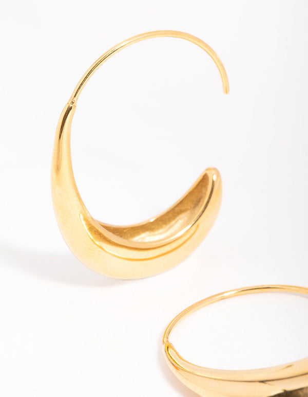 Waterproof Gold Plated Stainless Steel Thick Half Hoop Earrings