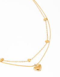 Waterproof Gold Plated Stainless Steel Heart Pendant Layered Necklace - link has visual effect only