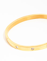 Waterproof Gold Plated Stainless Steel Diamante Hinged Bangle - link has visual effect only