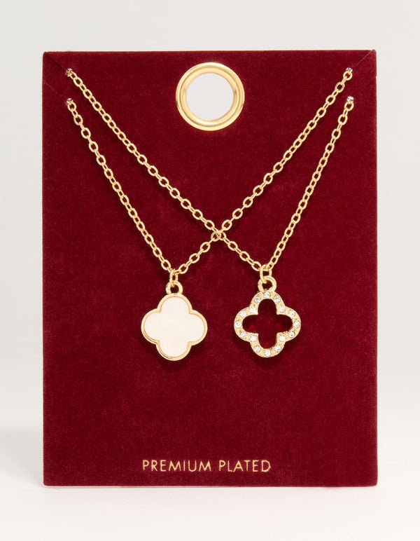 Gold Plated Flower Pendant Necklaces 2-Pack