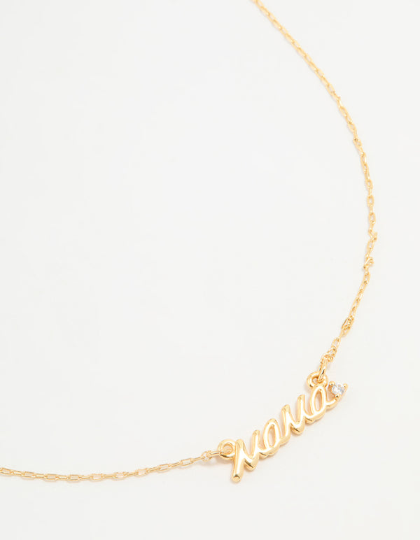 Gold Plated Mama Pendant Necklace