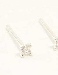 Sterling Silver Cubic Zirconia Micro Flower Stud Earrings - link has visual effect only