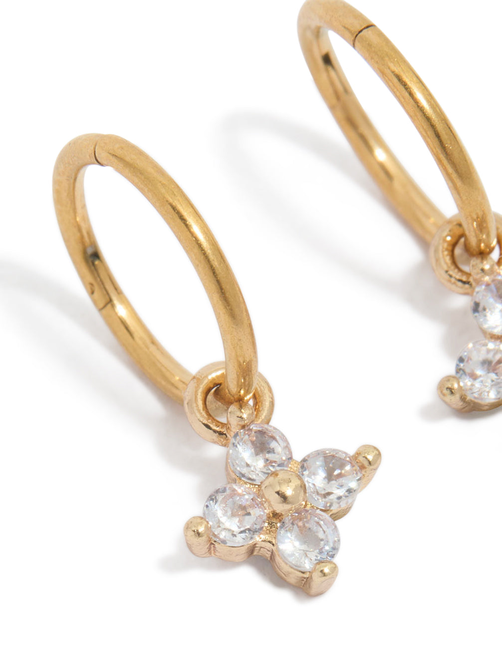 Gold Plated Surgical Steel Cubic Zirconia Flower Sleeper Earrings