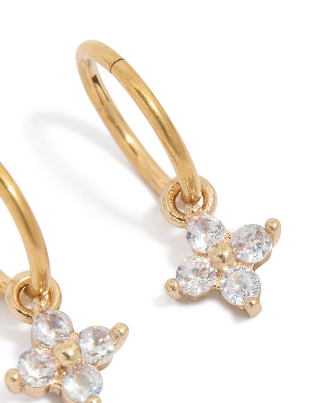 Gold Plated Surgical Steel Cubic Zirconia Flower Sleeper Earrings