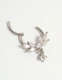 Surgical Steel Cubic Zirconia Marquise Drop Clicker Ring - link has visual effect only