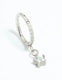 Surgical Steel Cubic Zirconia Micro Star Clicker Ring - link has visual effect only