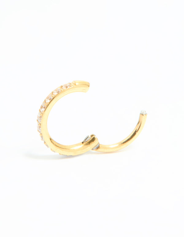 Gold Plated Surgical Steel Cubic Zirconia Micro Clicker