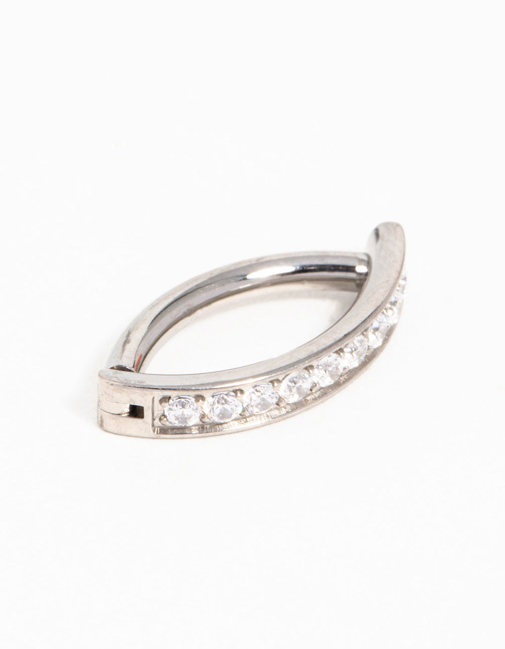 Titanium Cubic Zirconia Curved Ring Belly Ring