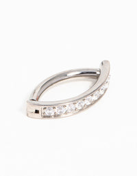 Titanium Cubic Zirconia Curved Ring Belly Ring - link has visual effect only