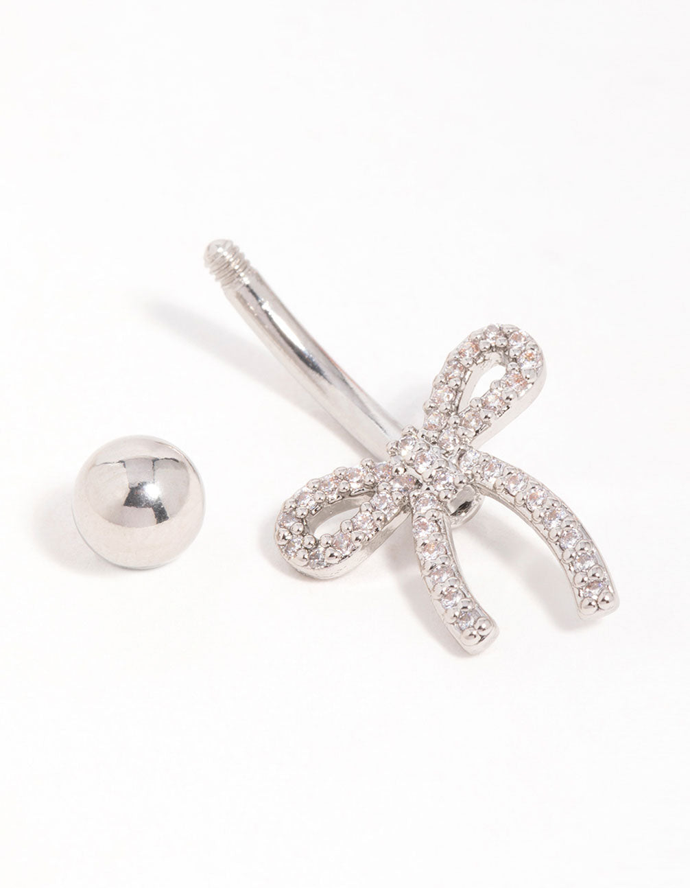 Surgical Steel Cubic Zirconia Pavé Bow Belly Bar