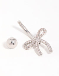 Surgical Steel Cubic Zirconia Pavé Bow Belly Bar - link has visual effect only