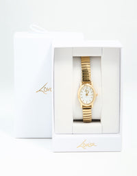 Gold Mini Oval Stretch Watch - link has visual effect only