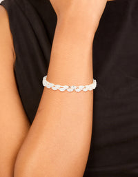Silver Cubic Zirconia Navette Tennis Bracelet - link has visual effect only