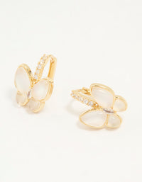 Gold Plated Cubic Zirconia Butterfly Huggie Earrings - link has visual effect only