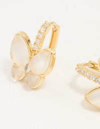 Gold Plated Cubic Zirconia Butterfly Huggie Earrings - link has visual effect only
