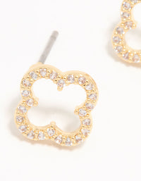 Gold Plated Cubic Zirconia Flower Outline Stud Earrings - link has visual effect only