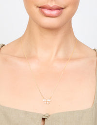 Gold Plated Cubic Zirconia Small Bow Pendant Necklace - link has visual effect only
