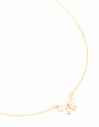 Gold Plated Cubic Zirconia Small Bow Pendant Necklace - link has visual effect only