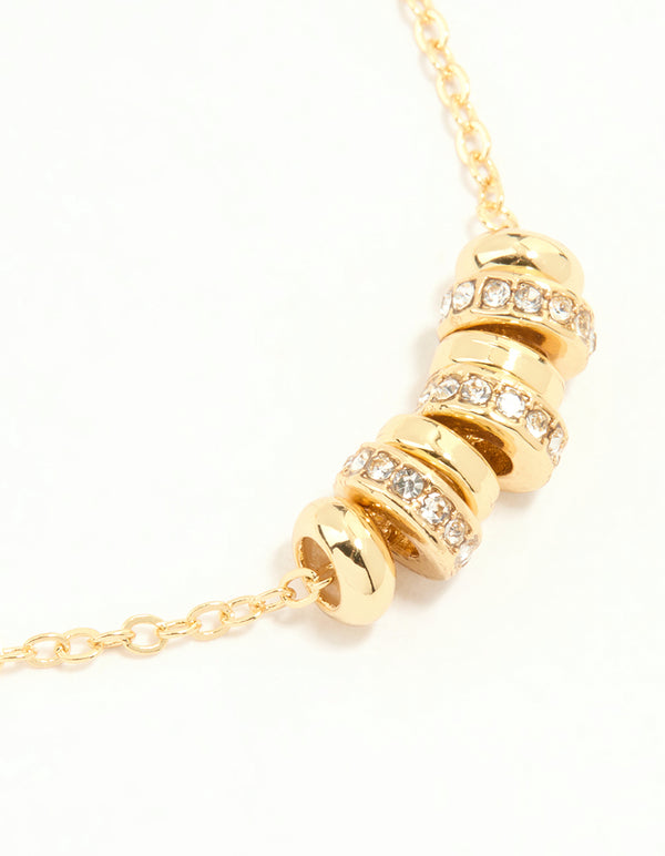 Gold Plated Cubic Zirconia Rondell Toggle Bracelet