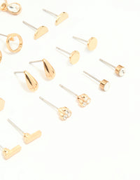 Gold Hoop & Stud Earrings 12-Pack - link has visual effect only