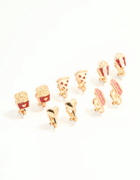 Gold Movie Snacks Clip-On Earrings 5-Pack - link has visual effect only